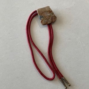 BOLO Tie Cherry Color Woven Cord and Brass Color Tips